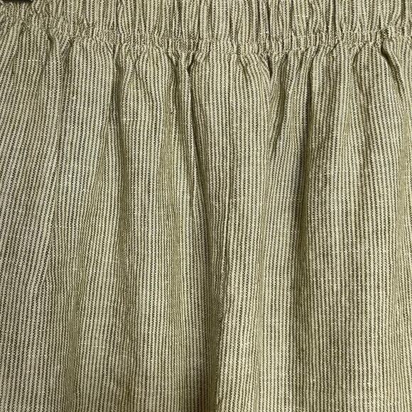 Coldwater Creek Linen Knee Length Skirt Women's S Green Tan Academia Striped Y2K - Picture 4 of 11